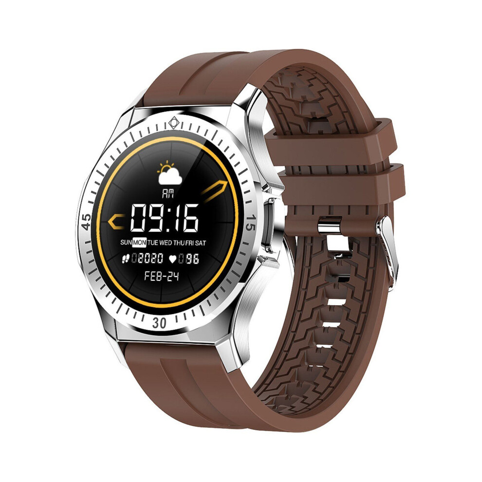 (Silver Brown) 1.3-Inch Touch Smart Watch Ip67 Waterproof Fitness Tracker Sports Wristband Brown,Silver 3654657663865
