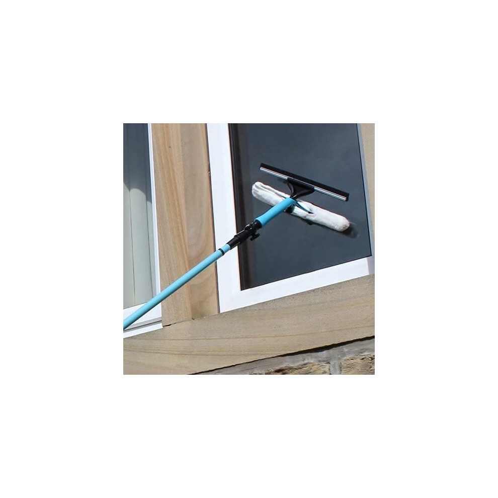 Extendable Window Squeegee Glass Cleaning Tool Pole Blue 3.5M