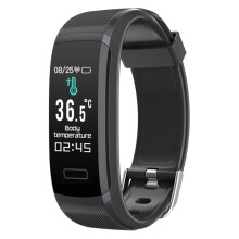 (Black) 0.96'' Smart Bracelet Single Touch Temperature Monitoring Heart Rate Blood Pressure
