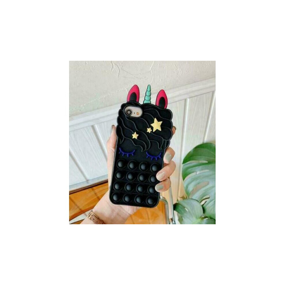 (, For Iphone 6/7/8) Unicorn Pop Fidget Push Bubble Toy Case For Iphone Black 308022919844