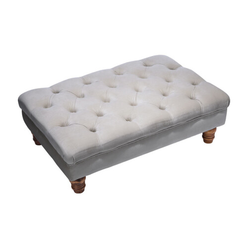 Living And Home Velvet Rectangle Buttoned Footstool With 4 Wood Legs 2