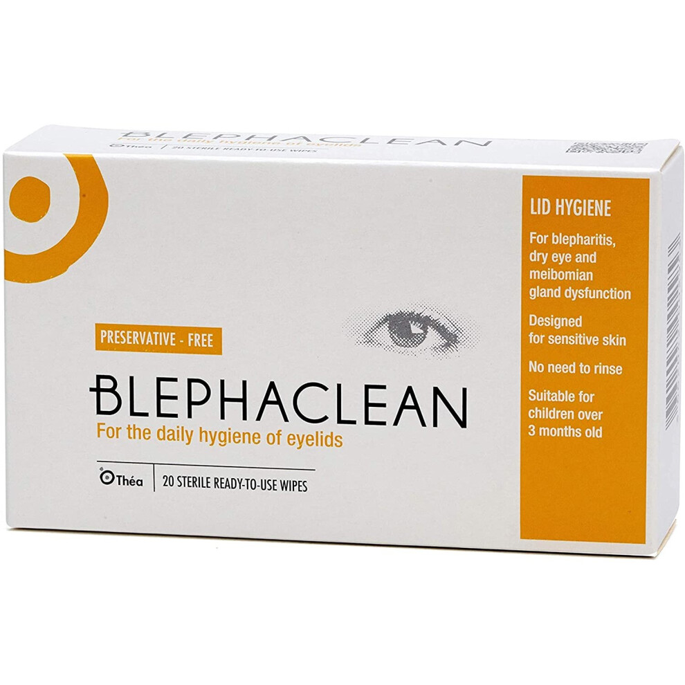 80 Blephaclean Sterile Daily Eyelid Wipes For Blepharitis | Hygienic & Hydrating Eyelid Wipes Effectively Clean & Moisturise | Pack (4 x 20)