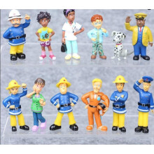 (12 PCS) Cartoon Fireman Sam Figurines 3-6cm Pvc Dolls Toy Elvis Norman Kid