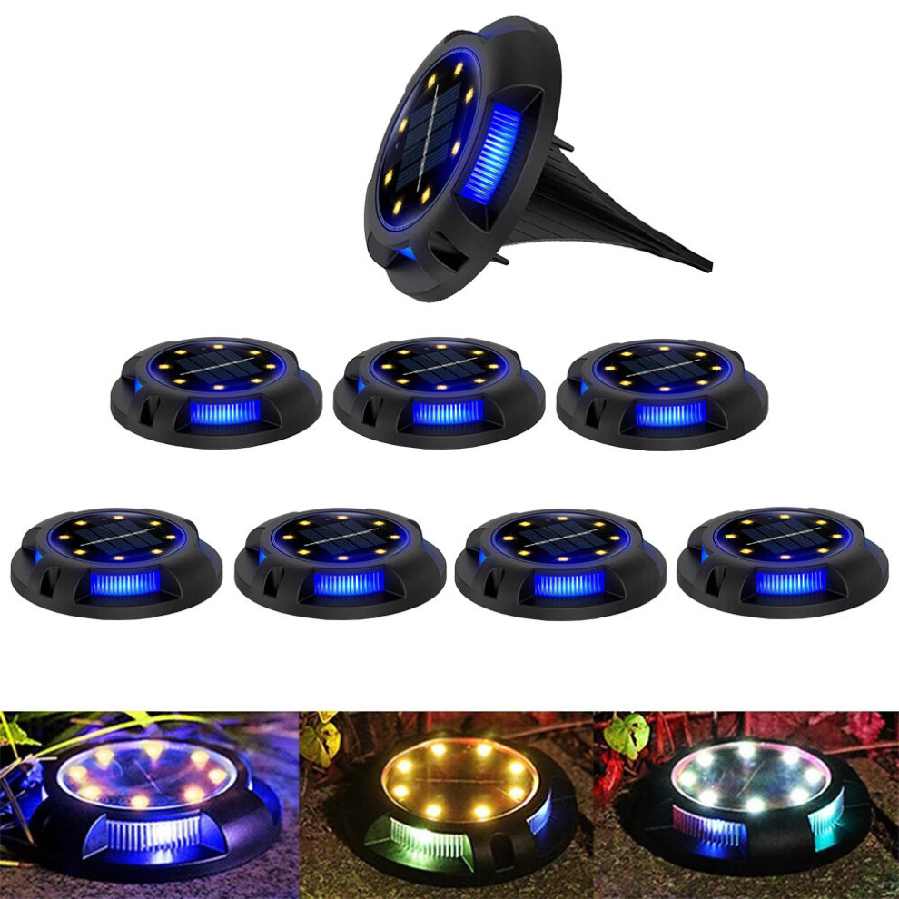 (Warm White+blue) LED Solar Ground Lights Outdoor Garde(8Pack)