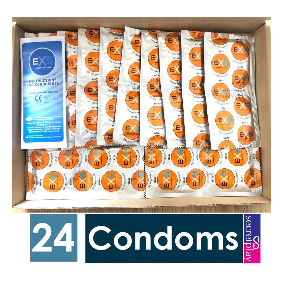 24 x Exs Endurance Delay Condoms Foils - Long Climax Performance