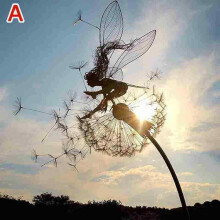 (Dandelion A) Dancing Fairy Dandelion Statue Ornament Stakes