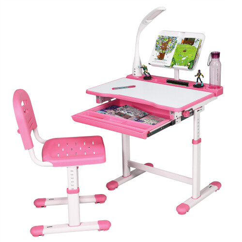 Costway Children Desk and Chair Set Height Adjustable Kids Study Workstation