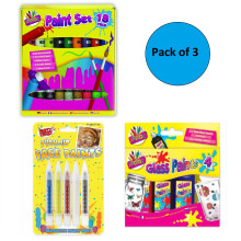 Glass Paints, Assorted Paint Set & Push Up Face Paints Crayon Set Gift