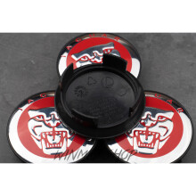 Set of 4 Red Jaguar alloy wheel caps 59mm
