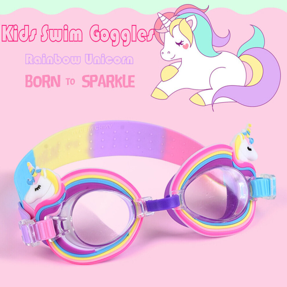 (UNICORN, ONE SIZE FITS ALL) Children No Leak Anti Fog Kids Swim Goggles