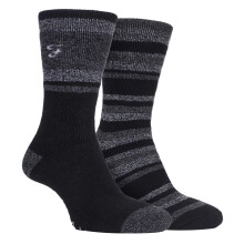 Farah - Farah 2er Pack Herren Winter Thermo Stiefelsocken mit Streifenmuster und Fleece