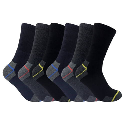 (6-11, Black) Sock Snob - 6 Pairs Mens Ultimate Cotton Work Socks for Steel Toe Boots