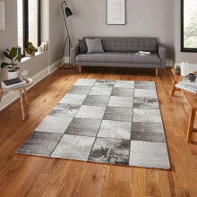 (Ivory / Silver, 160 x 220 Cm) Think Rugs Craft 23495 Abstract Textured Rug