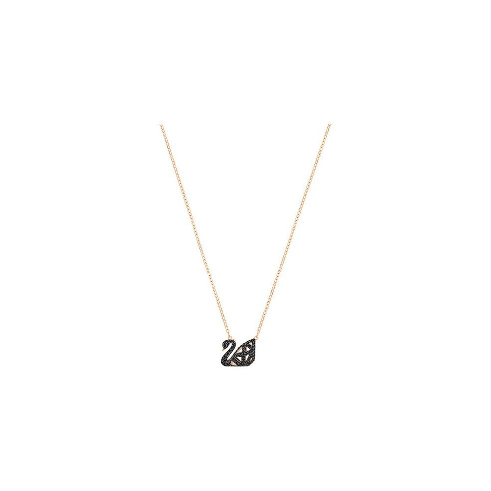 Swarovski Facet Swan Necklace, Black, Mixed Plating