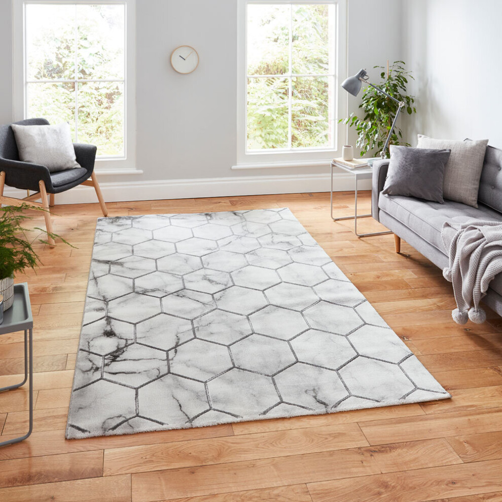 Think Rugs (160 X 220 Cm) Craft Ng719 Abstract Textured Rug Grey