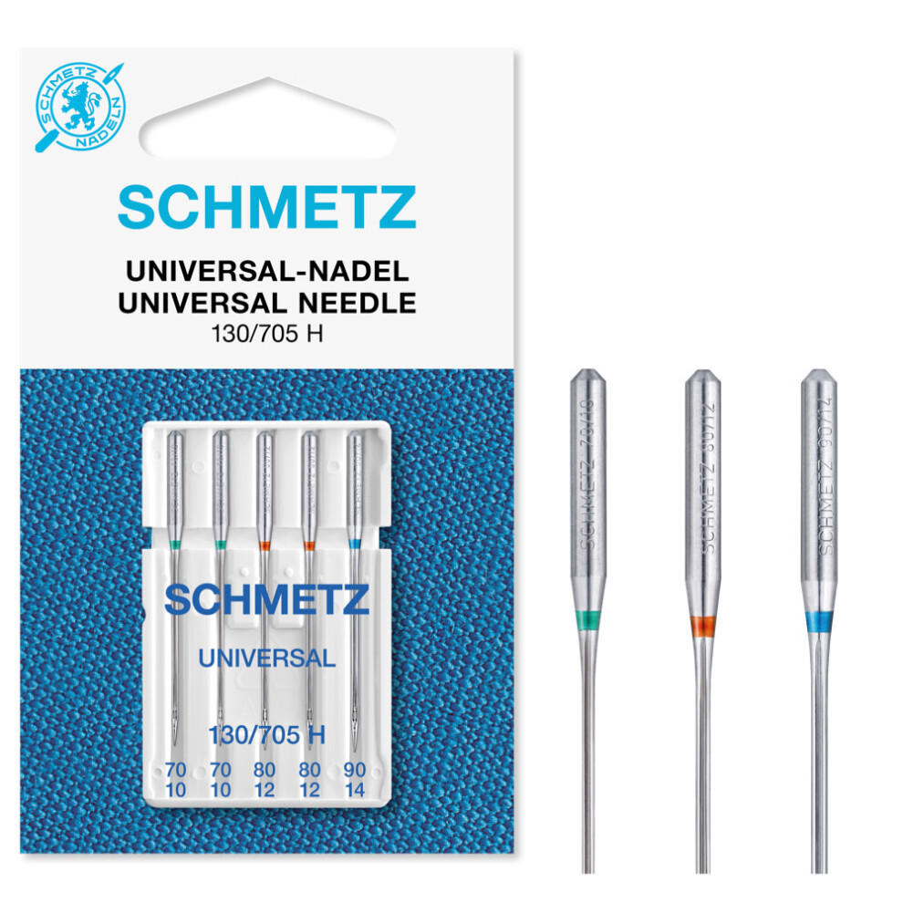 Schmetz (Universal (Regular), Size: Assorted 70/10, 80/12 And 90/14) Sewing Machine Needles, 5Pk