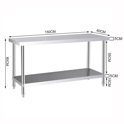 Living And Home Commercial Catering Stainless Steel Table Overshelf Kitchen Prep Work Bench Set 2