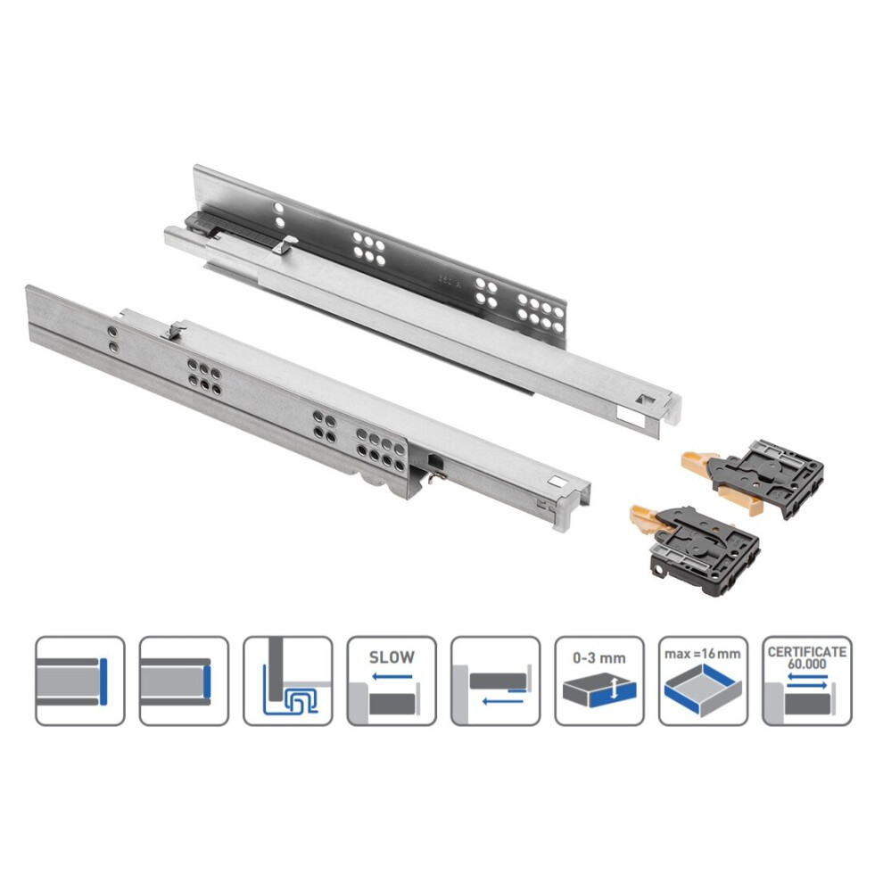 Gtv (450Mm) Soft Close Undermount Drawer Runner Full Extension