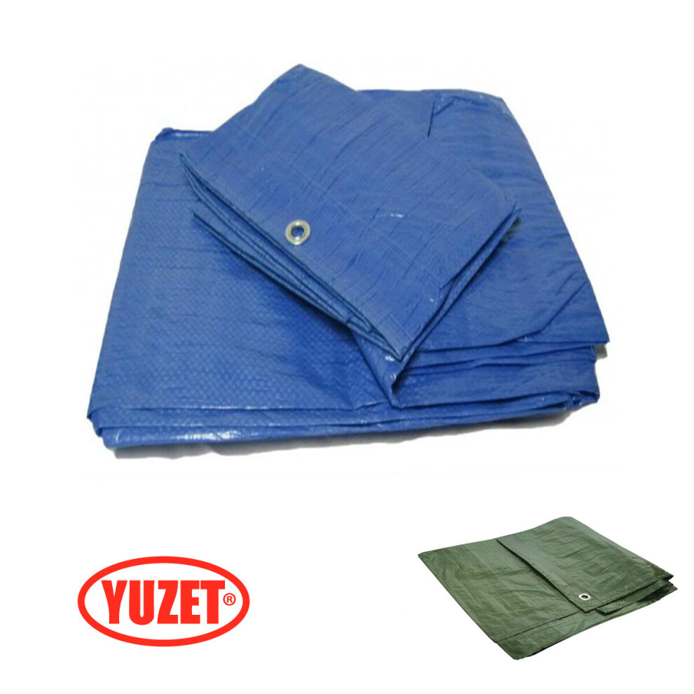 (2.4m x 3m (8ft x 10ft)) Yuzet Blue Waterproof Tarpaulin Ground Sheet