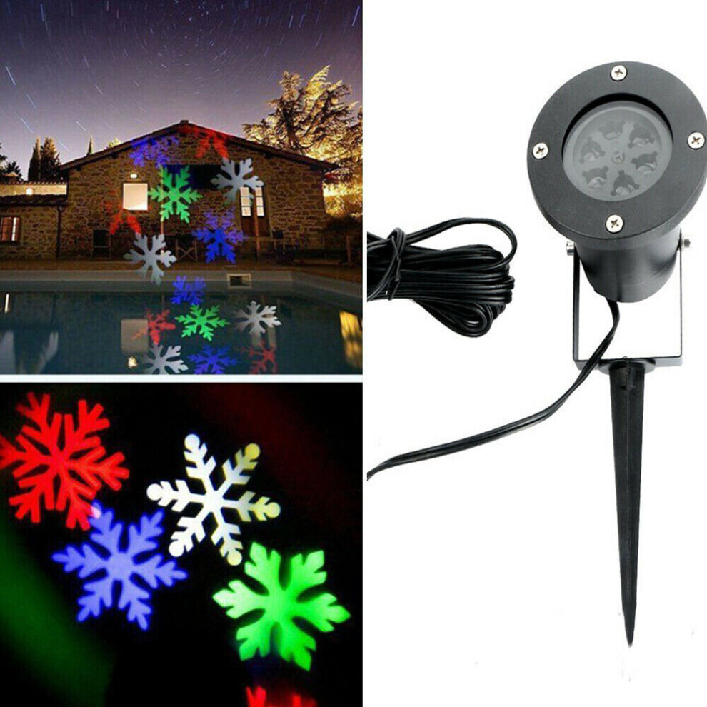 (Colourful) Outdoor Waterproof LED Snowflake Projector Light Christmas Garden Indoor Home Decoration