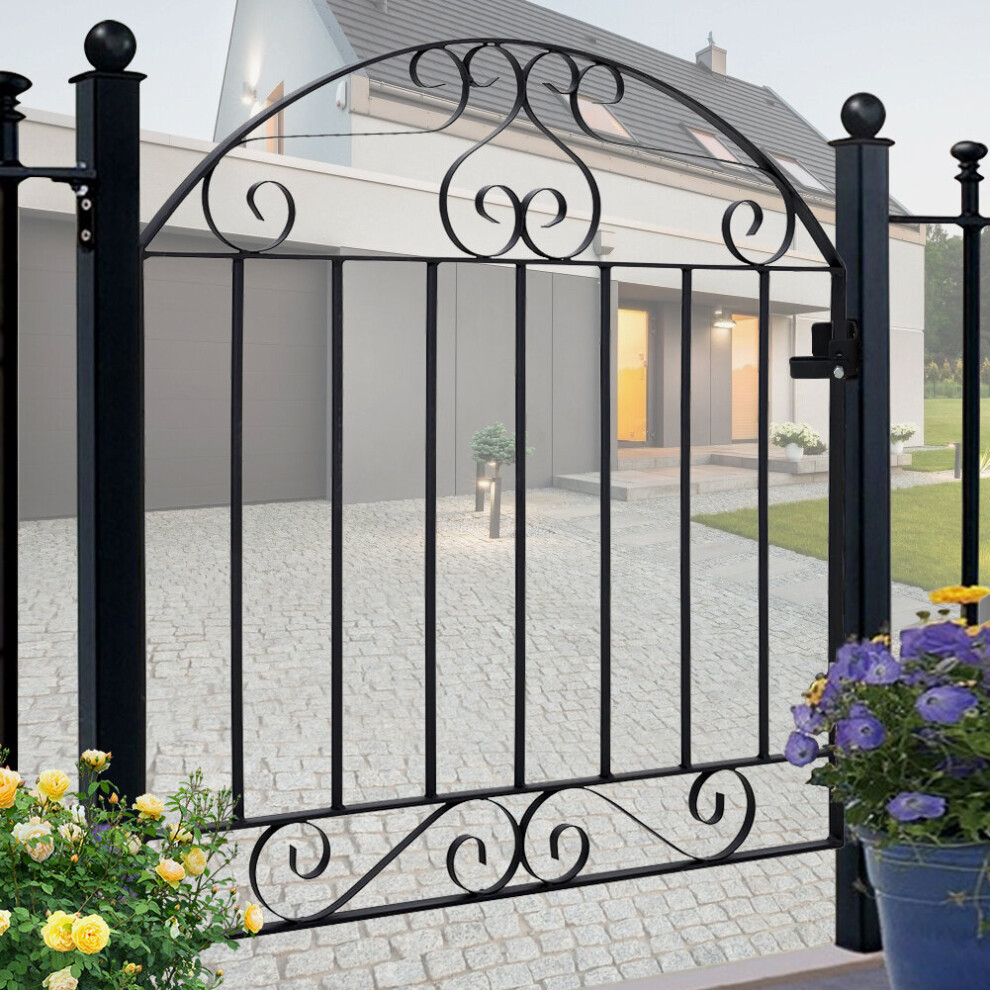 (Type 1) 3ft Metal Garden Gate Wrought Iron Pedestrian Gate with Fittings Bolt Heavy Duty