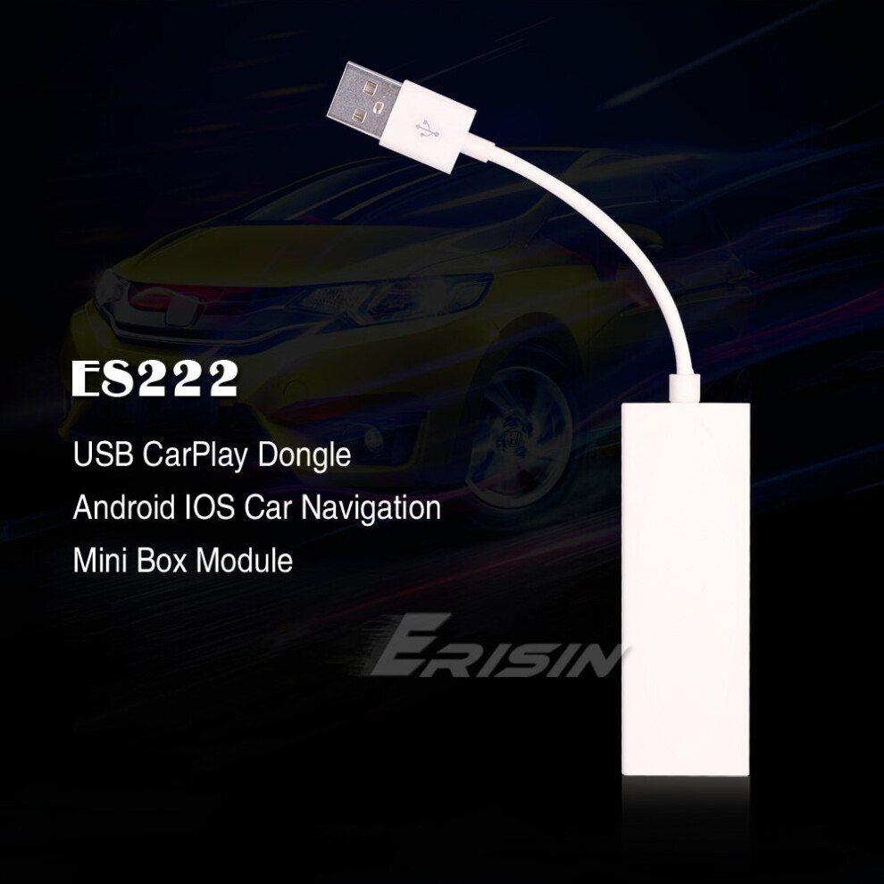 Erisin CarPlay USB Dongle Adapter For iPhone Apple CarPlay Android Auto Phones Voice Command White ES222