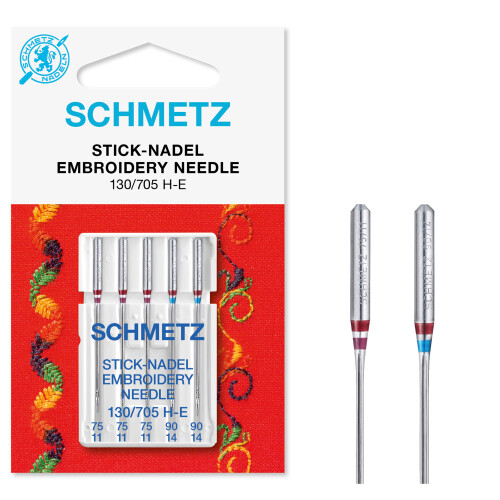 (Embroidery, Size: Assorted 75/11 and 90/14) Schmetz Sewing Machine Needles, 5pk