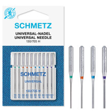 Schmetz Universal Sewing Machine Needles - Size 70/10, 80/12, 90/14 & 100/16, 10/Pkg