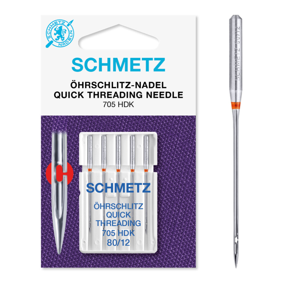 Schmetz Handicap / Quick Self-Threading Sewing Machine Needles - Size 80/12, 5/Pkg