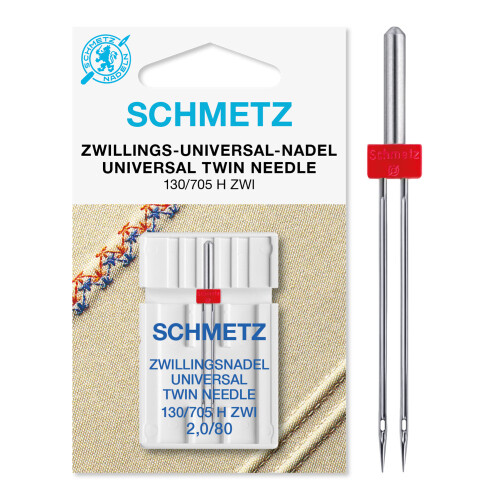 Schmetz Twin Sewing Machine Needle - Size 2.0/80, 1/Pkg