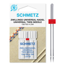 Schmetz Twin Sewing Machine Needle - Size 1.6/70, 1/Pkg