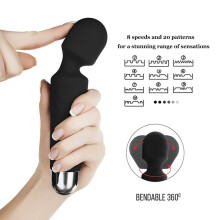 20 Modes USB Rechargeable Magic Wand Massager - Quiet, Water-Resistant Silicone, 8 Speeds, Flexible Head