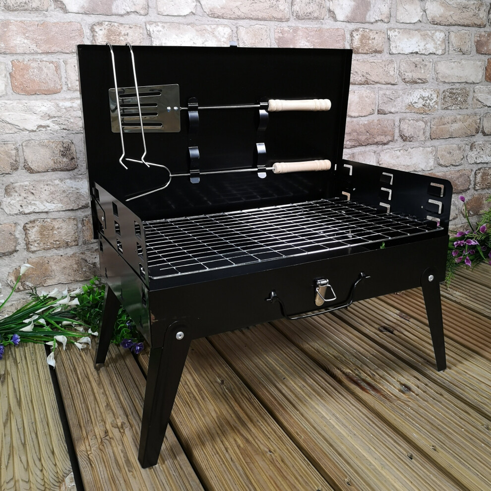 43cm x 26cm Folding Portable Camping Beach Barbecue BBQ with Wind Shield & Tools