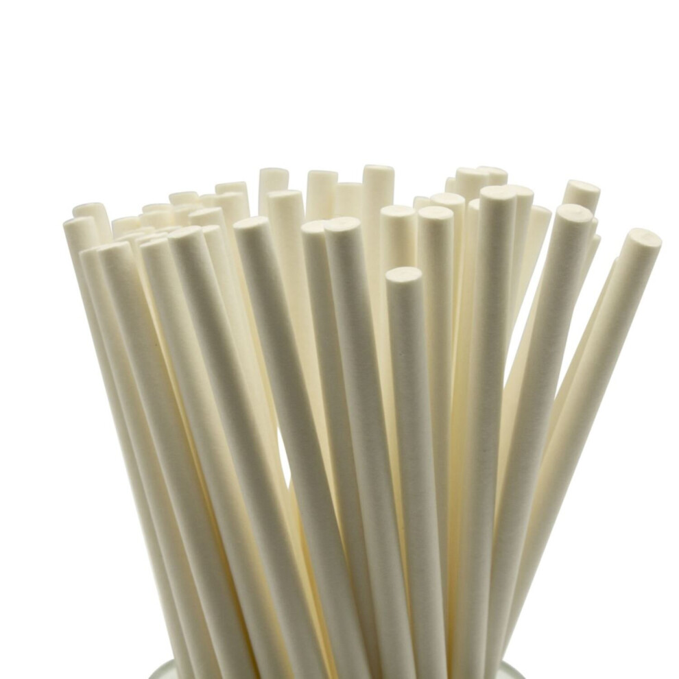 (White, 114mm x 4mm (7800 Pcs)) Paper Lollipop Sticks in Various Lengths and Pack Sizes