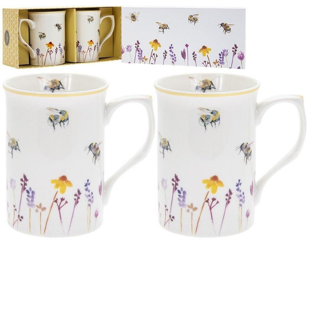 Busy Bees Set of 2 Fine China Mugs