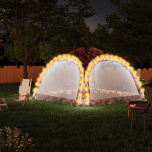 vidaXL Party Tent with LED and 4 Sidewalls Camouflage Event Camping Pavilion