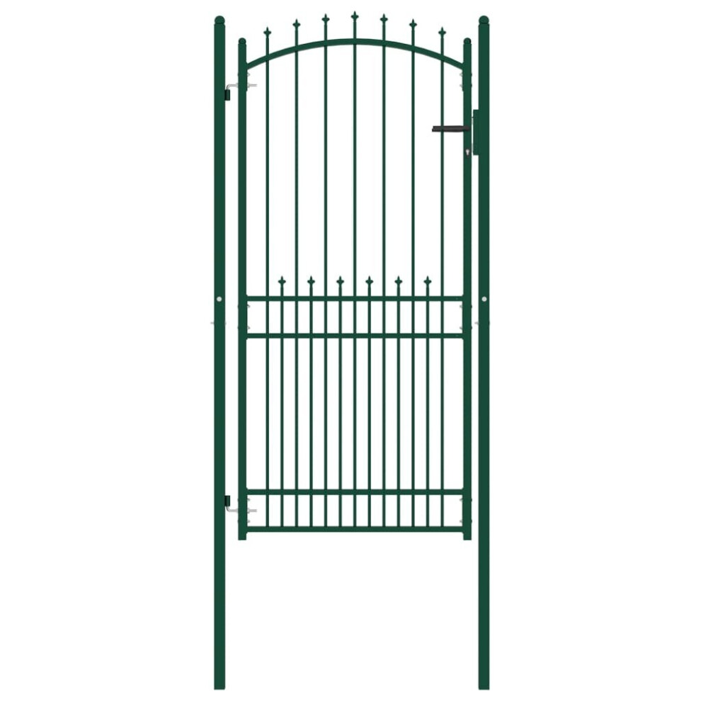 Vidaxl Fence Gate With Spikes Steel 100X200 Cm Green Patio Garden Barrier