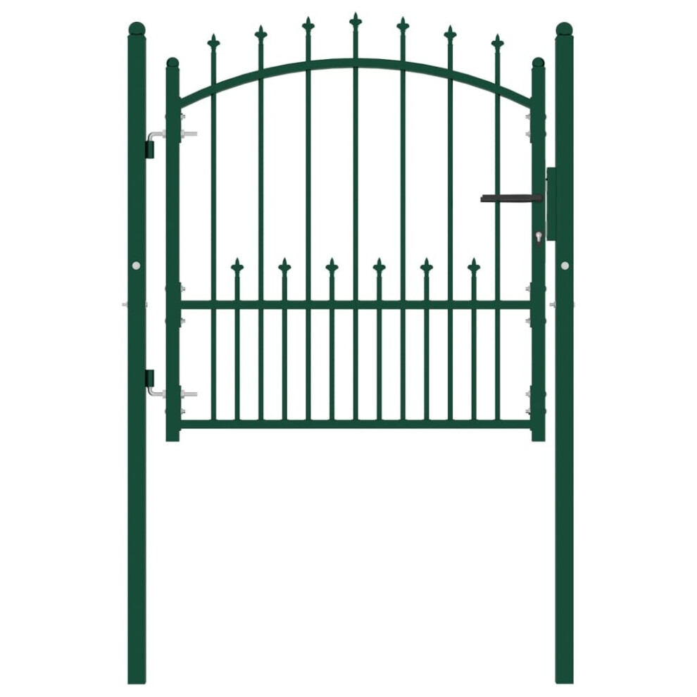 vidaXL Fence Gate with Spikes Steel 100x100 cm Green Patio Garden Barrier