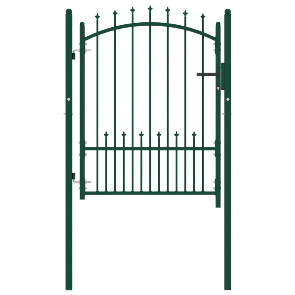 vidaXL Fence Gate with Spikes Steel 100x125 cm Green Patio Garden Barrier