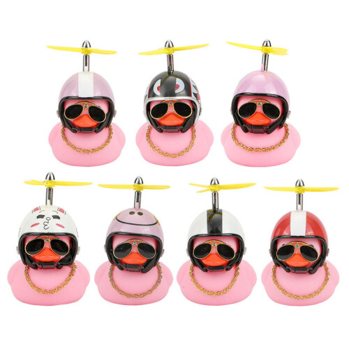 (5) Pink Car Duck with Helmet Broken Wind Small Yellow Duck Road Bike Motor Helmet