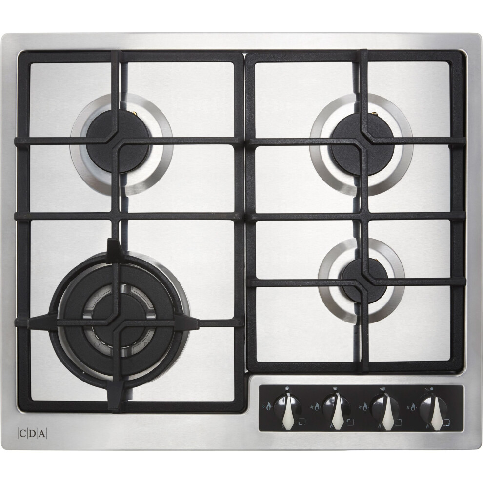 CDA HG6351SS 60cm 4 Burner Gas Hob - Built-in - Stainless Steel - Image 5