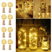 (Cool White) 6Pcs 3M 30LEDs Wine Bottle Fairy Lights Cork String Colorful Bright LED Starry Home Decor
