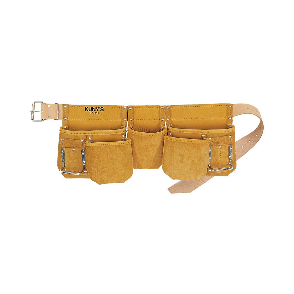 Kuny's Ap-630 Carpenter's Apron - 11-Pocket Full-Grain Leather, 2 Hammer Holders, 5 Reversed Nail Pockets - Kunap630 068245106307