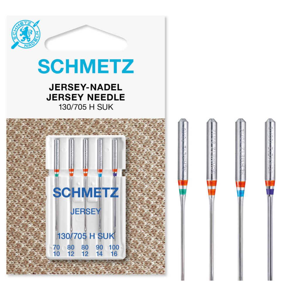 Schmetz (Jersey (Ball Point), Size: Assorted 70/10, 80/12, 90/14 And 100/16) Sewing Machine Needles, 5Pk