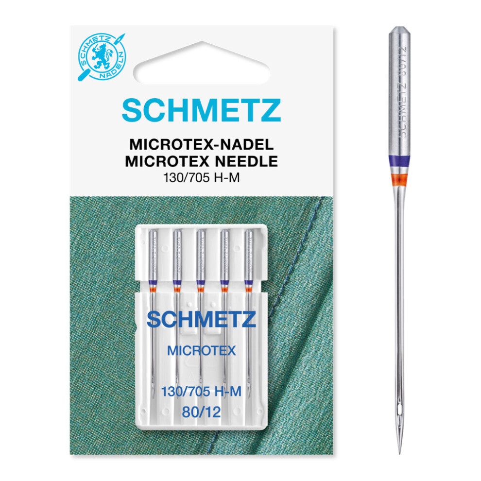 Schmetz (Microtex (Sharp), Size: 80/12) Sewing Machine Needles, 5Pk