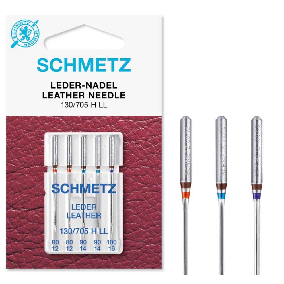 (Leather, Size: Assorted 80/12, 90/14 and 100/16) Schmetz Sewing Machine Needles, 5pk