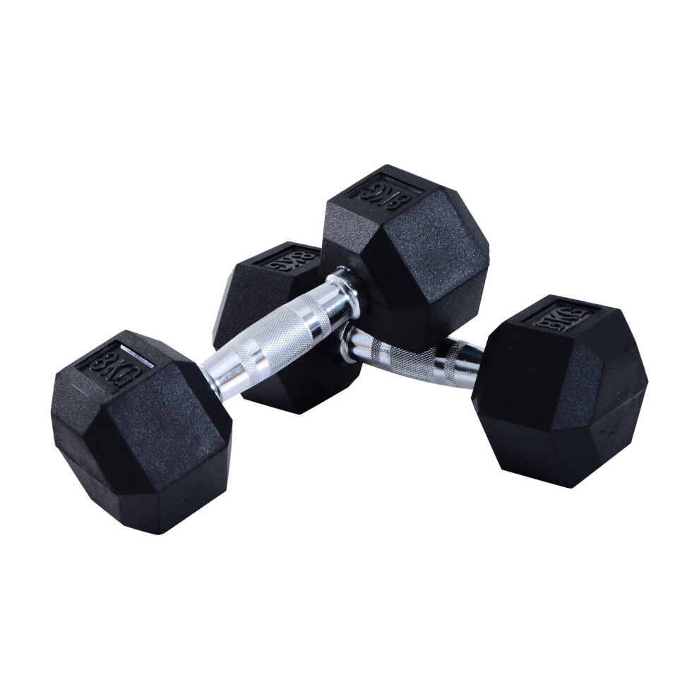 HOMCOM Hexagonal Dumbbells Kit Weight Lifting Exercise for Home Fitness 2x8kg