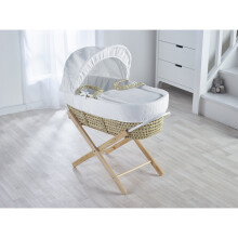 White Waffle Palm Moses Basket with Folding Stand - Opal Natural