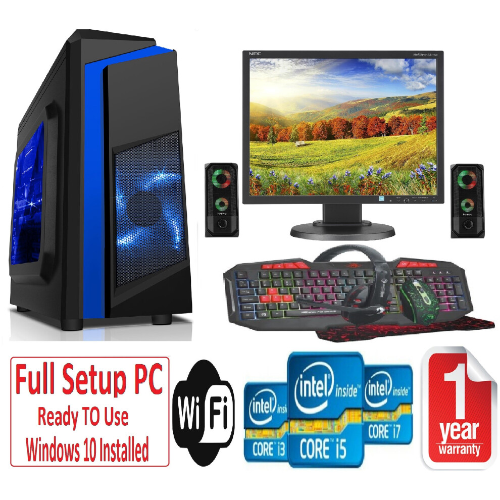 Computek Fast Gaming Pc Bundle+Speakers - I3 8Gb Ram 1Tb Gt730 2Gb F3 Blue