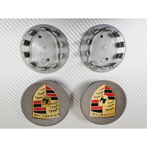 Porsche Wheel Centre Caps - 76mm - Grey 2